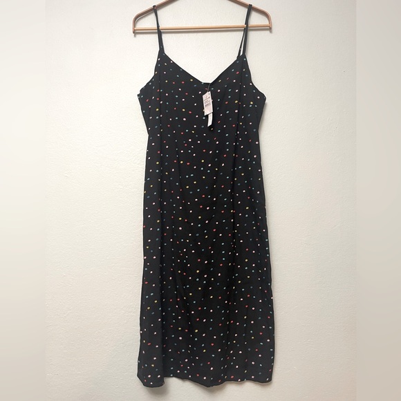 NWT Abound Slip Dress sz M Black with Multi-colored dots - Picture 2 of 6